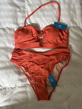 Cupshe Coral Orange Two-Piece Bikini Set